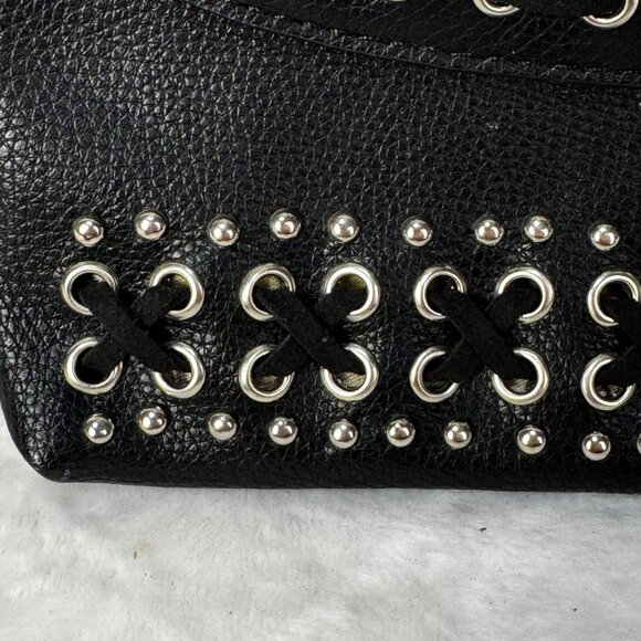 Rhinestone Skull Crossbody Purse Black Faux Leather Studded Goth Punk Biker - Picture 4 of 16